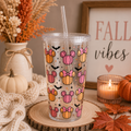 Coquette Fall Pumpkin 16oz Acrylic Cup | Fall Tumbler with Straw