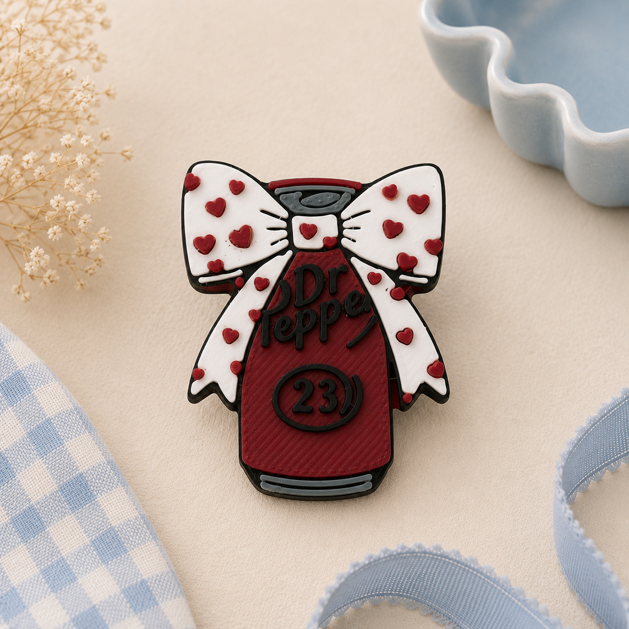 Dr Pepper Bow Straw Topper | 3D Printed Cup Accessory