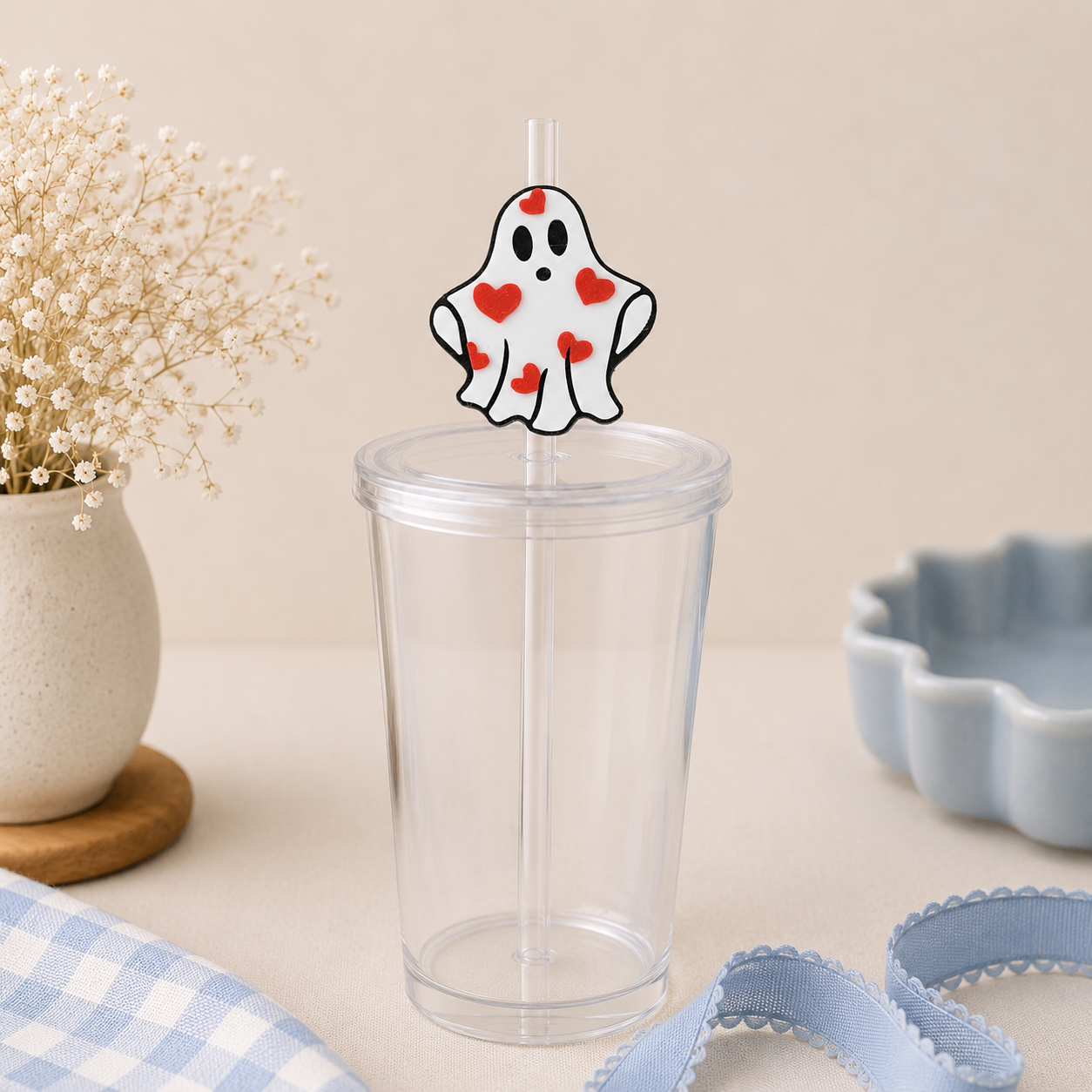 Sweetheart Ghost Straw Topper 👻❤️