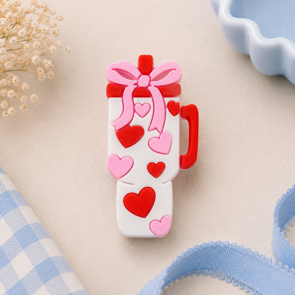 Pink Heart Tumbler Straw Topper 🎀❤️
