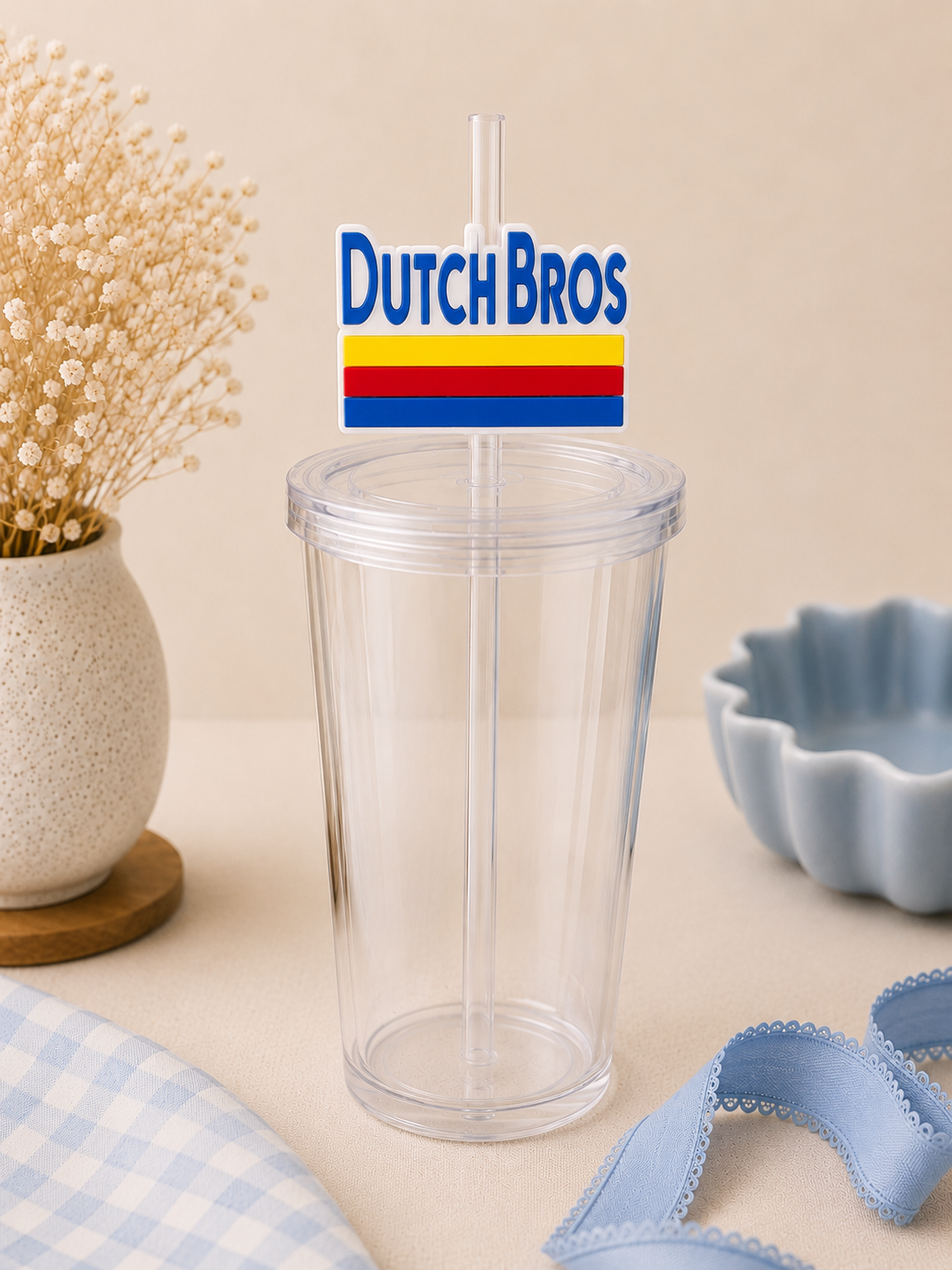 Dutch Bros Inspired Straw Topper | 3D Printed Cup Accessory ☕️💙