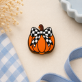 Checkered Bow Pumpkin Straw Topper | 3D Printed Fall Cup Accessory 🎃🖤