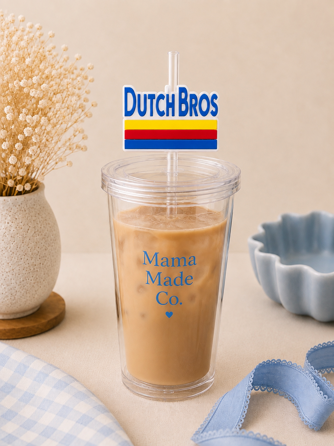 Dutch Bros Inspired Straw Topper | 3D Printed Cup Accessory ☕️💙