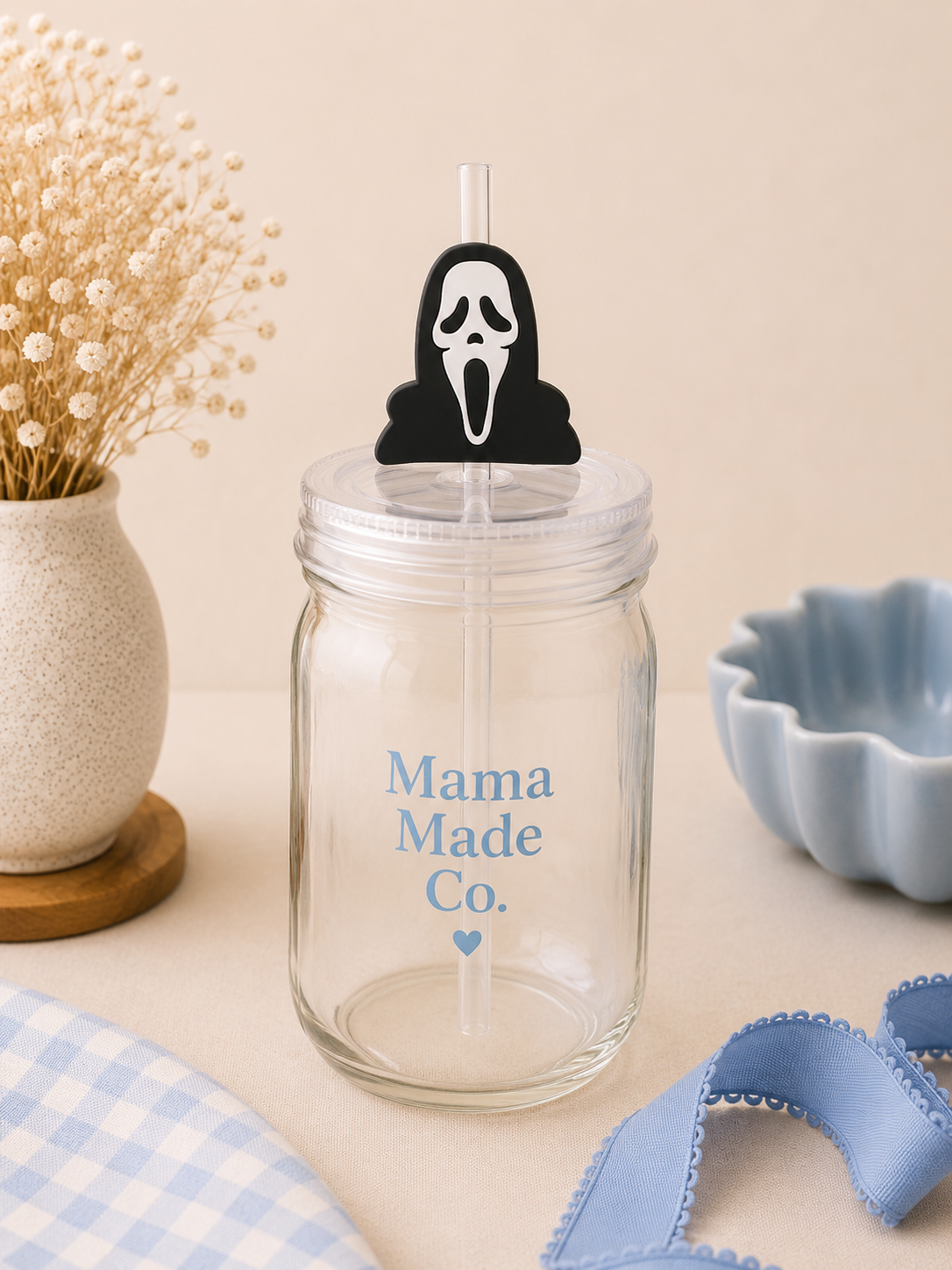 Ghost Face Straw Topper | 3D Printed Spooky Cup Accessory 👻🖤