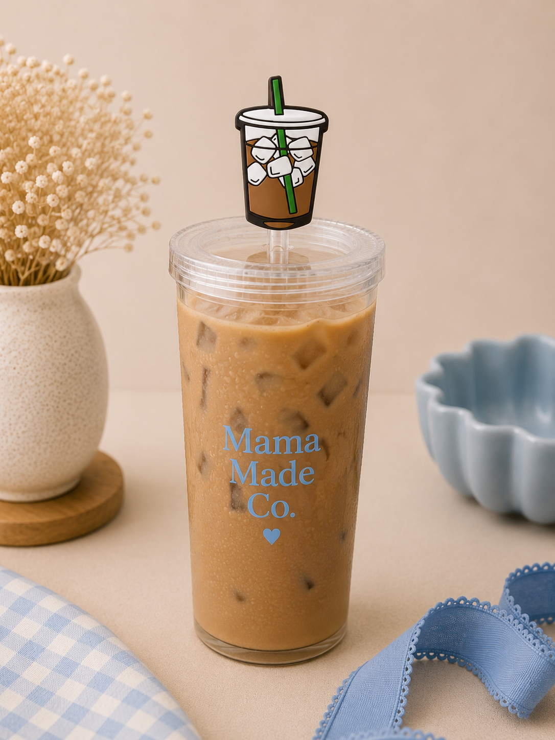 Iced Coffee Straw Topper | 3D Printed Coffee Cup Accessory 🤎🧊
