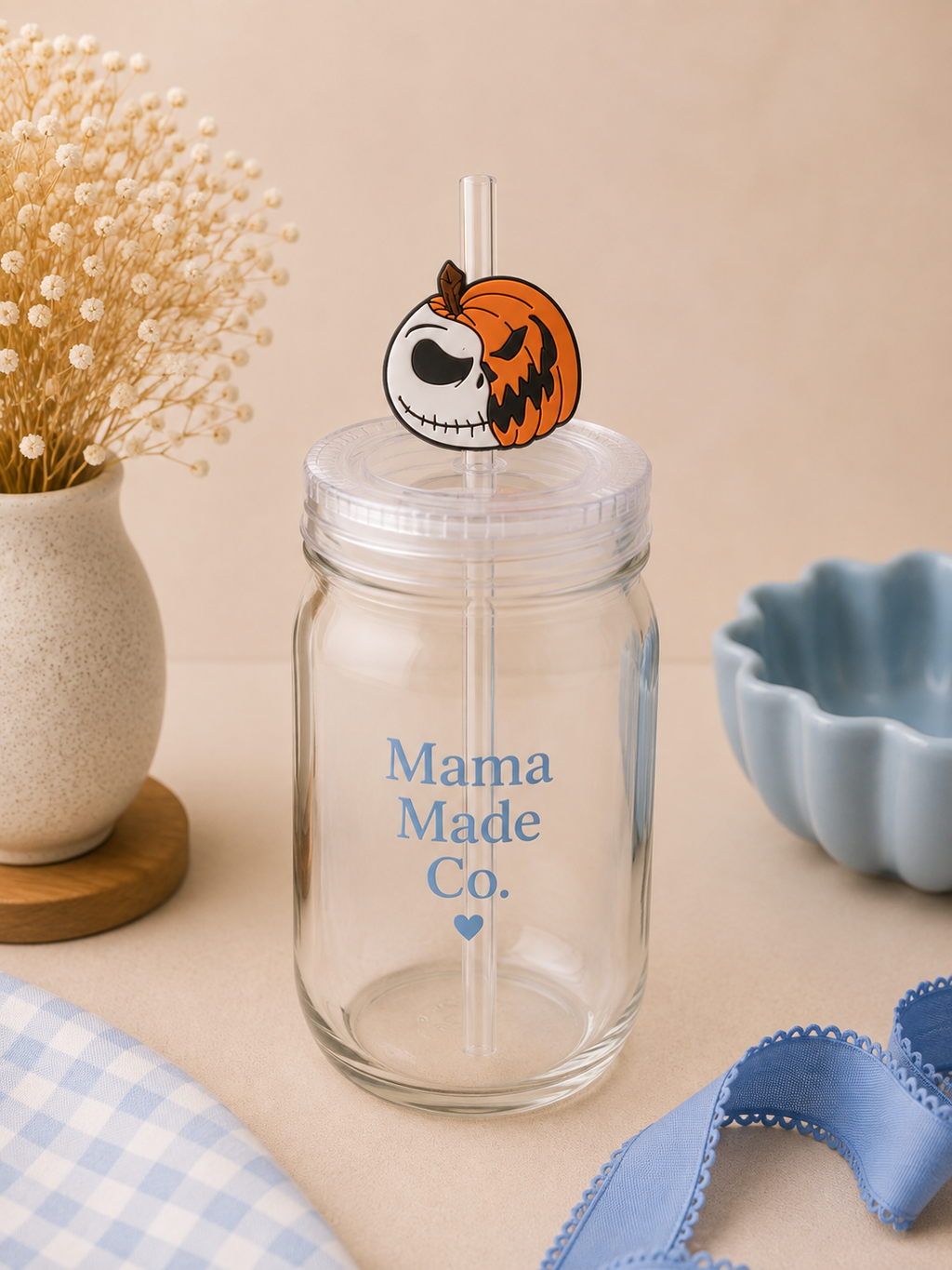 Pumpkin Skull Straw Topper | 3D Printed Spooky Cup Accessory 🎃💀