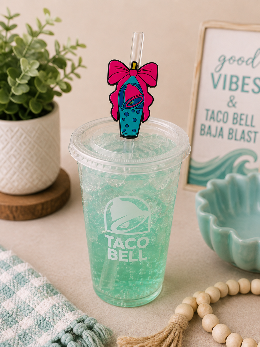 Baja Blast Inspired Straw Topper | 3D Printed Drink Cup Accessory 🩵💗